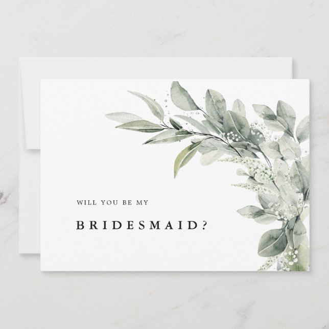 Sage Grönt Eucalyptus Kommer du att bli min Brides Inbjudningar (Framsida)