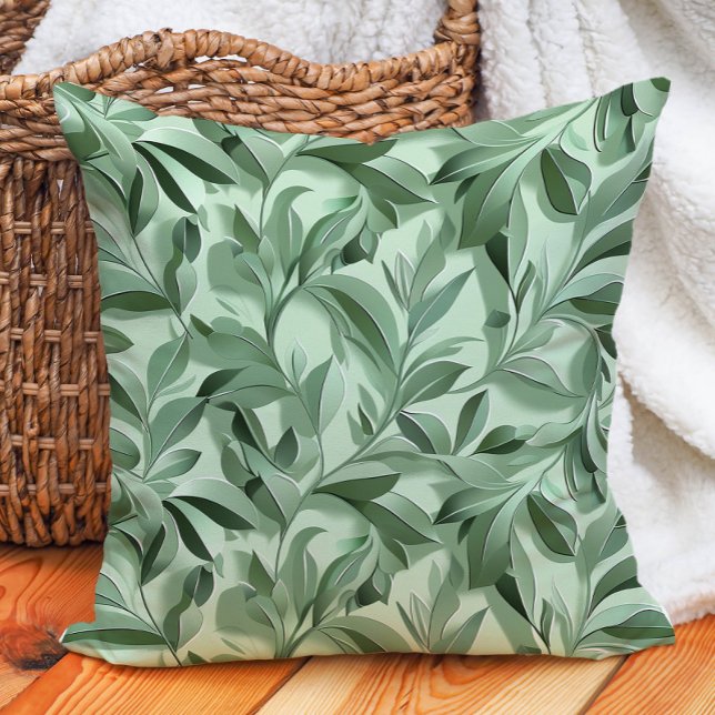 Sage Grönt Eucalyptus Lövs Botanical Grey Kudde (Sage Green Eucalyptus Leaves Botanical Greenery Throw Pillow)