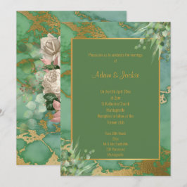 SAGE GRÖNT EUCALYPTUS MARBLE WEDDING INVITATION INBJUDNINGAR