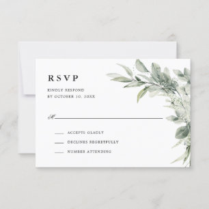 Sage Grönt Eucalyptus Minimalist Botaniska Bröllop OSA Kort