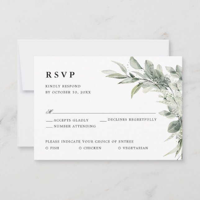 Sage Grönt Eucalyptus Minimalist Botaniska Bröllop OSA Kort (Framsida)