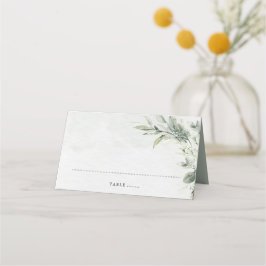 Sage Grönt Eucalyptus Minimalist Botaniska Bröllop Placeringskort