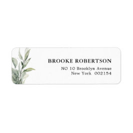 Sage Grönt Eucalyptus Minimalist Botaniska Bröllop Returadress Etikett