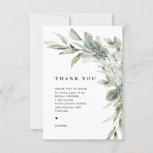 Sage Grönt Eucalyptus Minimalist Botaniska Bröllop Tack Kort