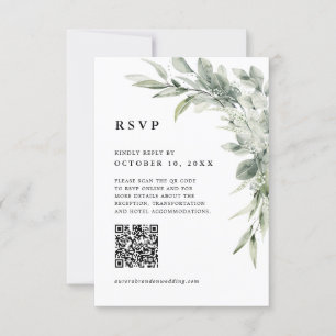 Sage Grönt Eucalyptus Minimalist Botaniskt QR- kod OSA Kort