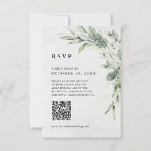 Sage Grönt Eucalyptus Minimalist Botaniskt QR- kod OSA Kort