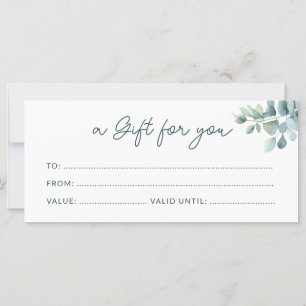 Sage Grönt Eucalyptus Minimalist Gift Certificate