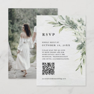Sage Grönt Eucalyptus Minimalist QR-kod Foto OSA Kort