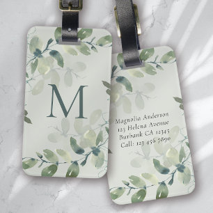 Sage Grönt Eucalyptus Monogram Bagagebricka