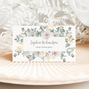 Sage Grönt Eucalyptus och Magnolia Flowers Visitkort