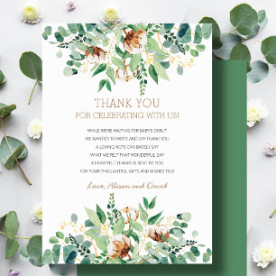 Sage Grönt Eucalyptus Rustic Greenery Baby Shower Tack Kort