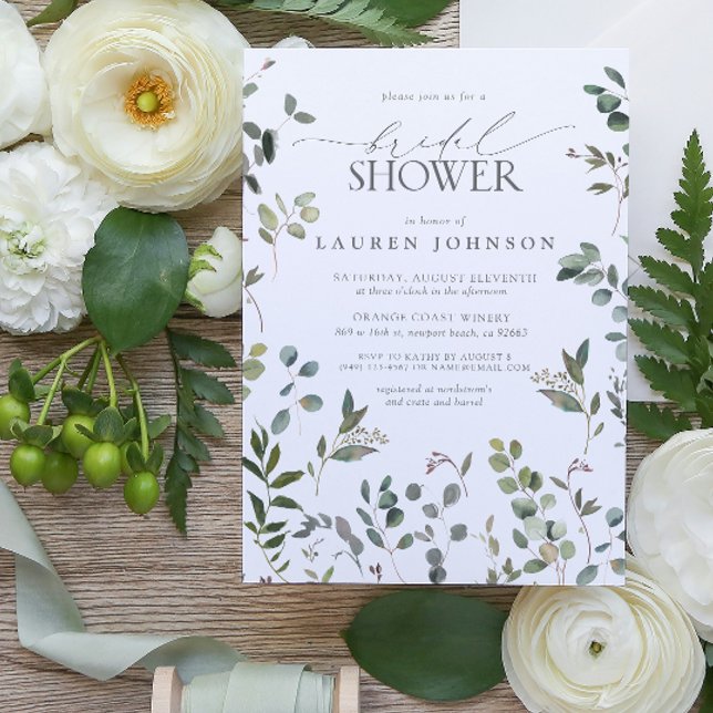 Sage Grönt Eucalyptus Watercolor Möhippa Inbjudningar (Sage Green Eucalyptus Watercolor Bridal Shower Invitation!)
