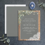 Sage Grönt Eucalyptus Wood Snöre Script Bröllop Inbjudningar<br><div class="desc">Vi är så lycklig med den här traditionella grönten eucalyptus botaniska, rustiska bröllopsinbjudan! Blommigtar med handskrivna manustypografi, sage grönt eucalyptus vattencolor, en honeyed barnwood struktur, faux Fransk Alençon snöre och varm, glödande sträng ljus. En del av en bröllop-svit som vi hoppas att ni kärlek lika mycket som vi gör: https://www.zazzle.com/collections/trendy_light_gray_rustic_wood_lace_floral_wedding-119389924642700932...</div>