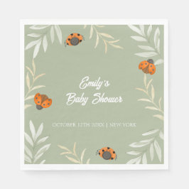 Sage Grönt Fall Ladybug Greenery Baby Shower Pappersservett