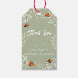 Sage Grönt Fall Ladybug Greenery Baby Shower Presentetikett
