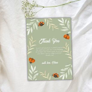 Sage Grönt Fall Ladybug Greenery Baby Shower Tack Kort