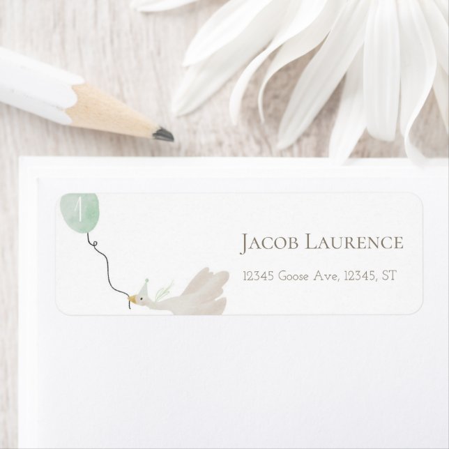 Sage Grönt Fånig Goose Address Label Returadress Etikett (Insitu)