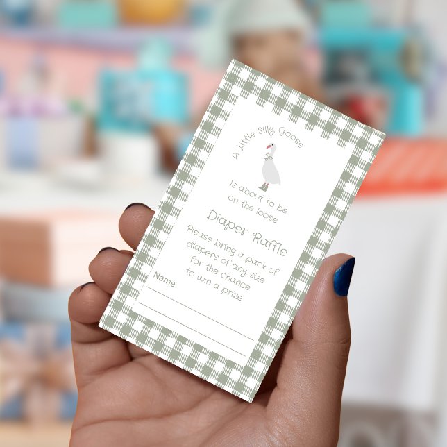 Sage Grönt Fånig Goose Diaper Raffle Biljett Tilläggskort (Skapare uppladdad)