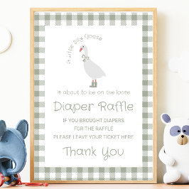 Sage Grönt Fånig Goose Diaper Raffle Sign Poster