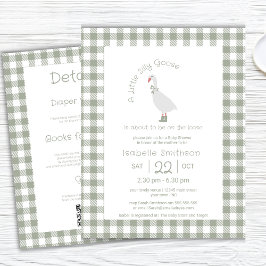 Sage Grönt Fånig Little Goose Baby Shower QR Code Inbjudningar