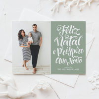 Sage Grönt Feliz Natal Calligraphy julfoto