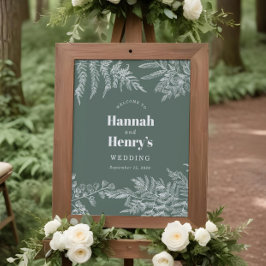 Sage Grönt Fern Woodland Bröllop Välkomstskylt Poster