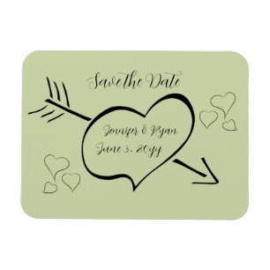 Sage Grönt Finare Calligraphy Hearphy Save the Dat Magnet