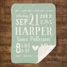 Sage Grönt Flicka Birth Stats Keepsak
