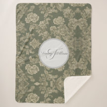 Sage Grönt Flora Elegant Sherpa Blanket