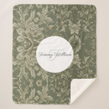 Sage Grönt Flora Elegant Sherpa Blanket