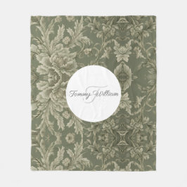 Sage Grönt Flora Elegant Sherpa Blanket Fleecefilt