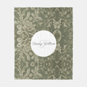 Sage Grönt Flora Elegant Sherpa Blanket Fleecefilt