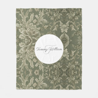 Sage Grönt Flora Elegant Sherpa Blanket Fleecefilt