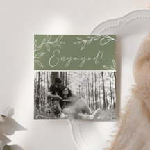 Sage Grönt Flowers Boho Lägg till bild Förlovnings