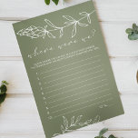 Sage Grönt Flowers spelade var vi var Flygblad<br><div class="desc">Sage Grönt Flowers Möhippa Game. Matchande objekt för att slutföra din händelsesamling finns i vårt Zazzle-arkiv!</div>