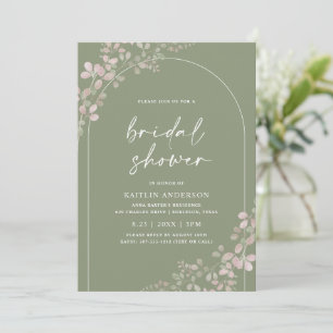 Sage Grönt Foliage Boho Arch Möhippa Inbjudningar
