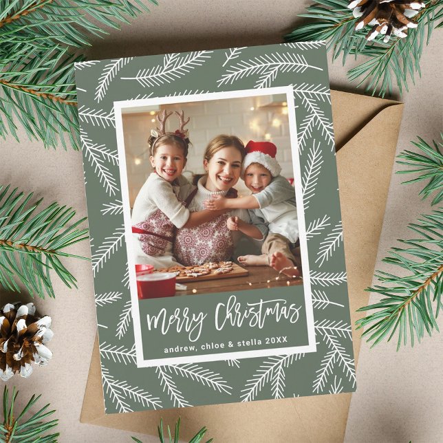 Sage Grönt | Foto av Gräs Gren God jul Julkort (Skapare uppladdad)