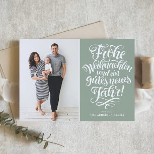 Sage Grönt Frohe Weihnachten Calligraphy Photo Helgkort