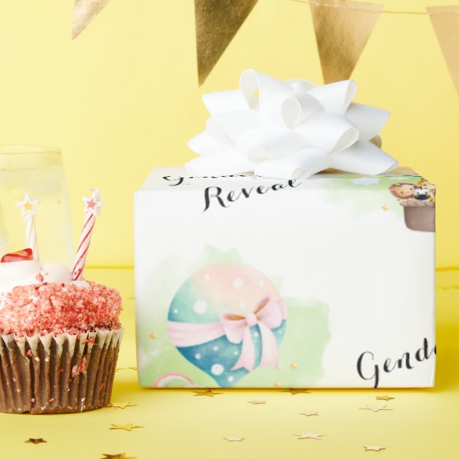 Sage Grönt Gender Reveal Baby djur Safari Presentpapper (Födelsedagsfest)