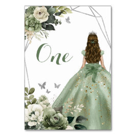 Sage Grönt Geometric Blommigt Princess XV Años Bordsnummer