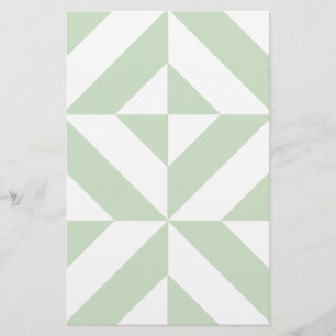Sage Grönt Geometric Deco Cube Mönster Brevpapper