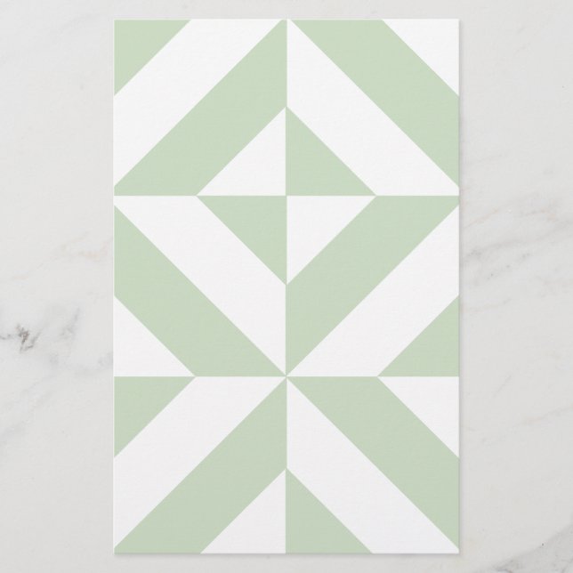 Sage Grönt Geometric Deco Cube Mönster Brevpapper (Framsida)