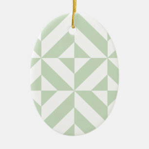 Sage Grönt Geometric Deco Cube Mönster Julgransprydnad Keramik