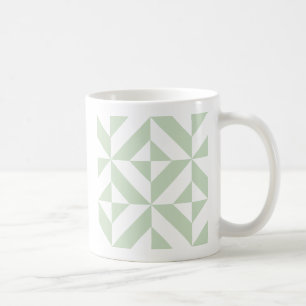 Sage Grönt Geometric Deco Cube Mönster Kaffemugg
