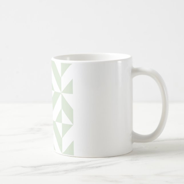 Sage Grönt Geometric Deco Cube Mönster Kaffemugg (Höger)