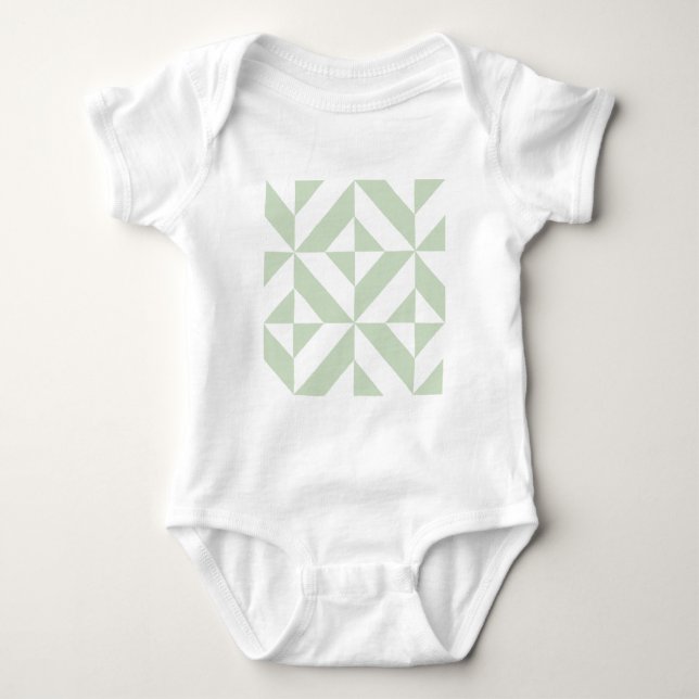 Sage Grönt Geometric Deco Cube Mönster Tee (Framsida)