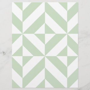 Sage Grönt Geometric Deco Cube Scrapbook Papper