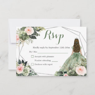 Sage Grönt Geometric Princess Quinceañera OSA Kort