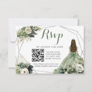 Sage Grönt Geometric Princess XV Años QR OSA Kort