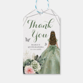 Sage Grönt  Geometric Quinceañera Tack Presentetikett